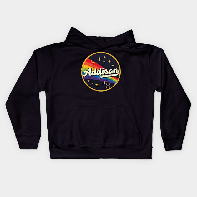 Addison // Rainbow In Space Vintage Grunge-Style Kids Hoodie by LMW Art